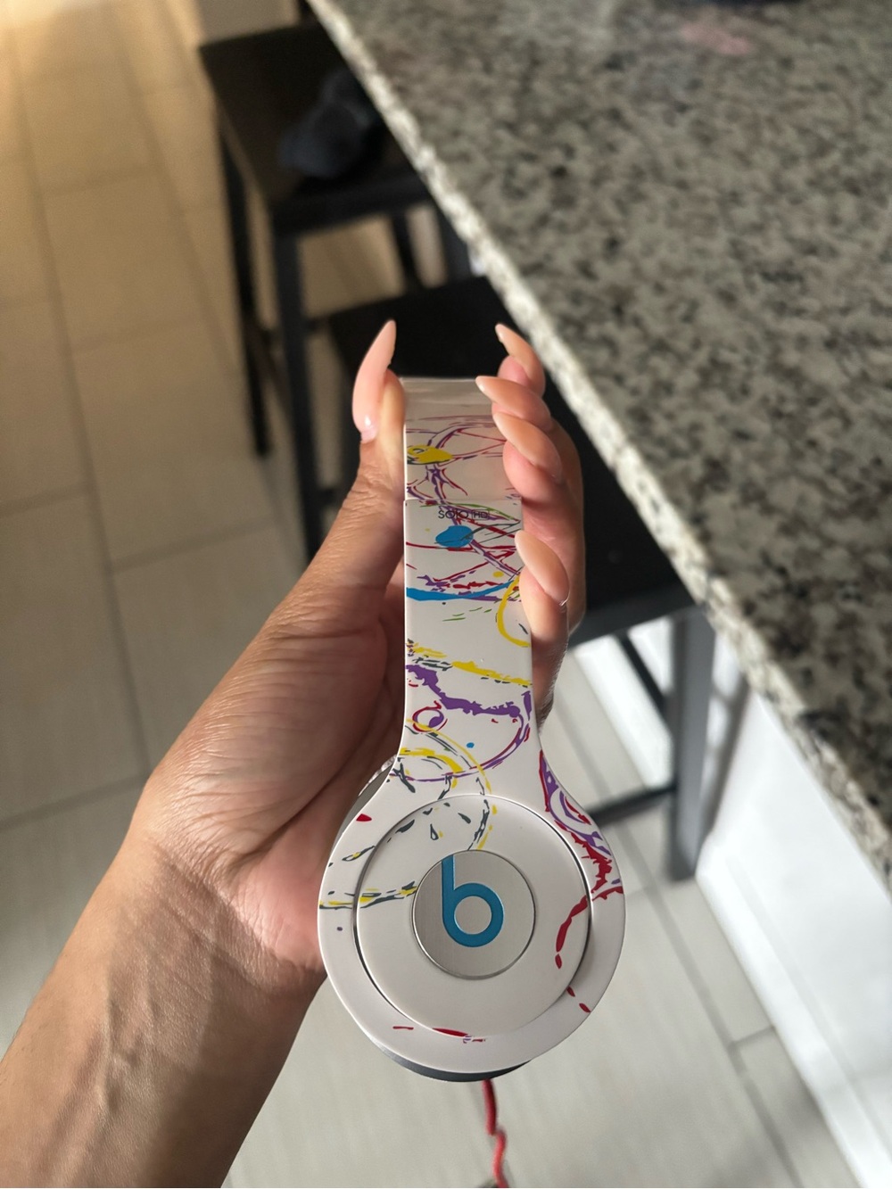 Beats by Dre On-Ear Headphones - White with Multicolor Splatter